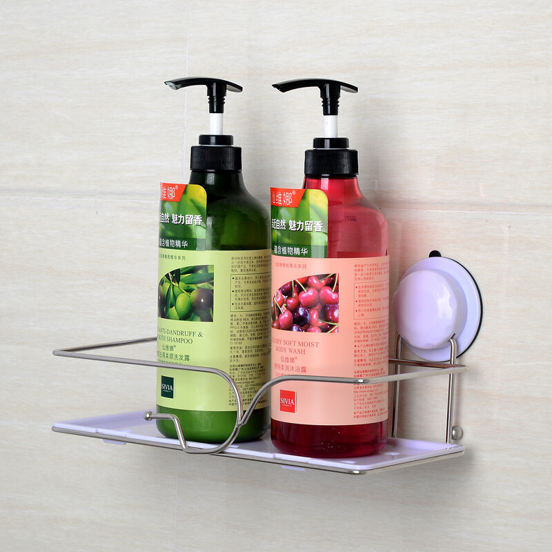 浴室收納新選擇 樂(lè)貼不銹鋼免打孔置物架，輕松打造整潔空間